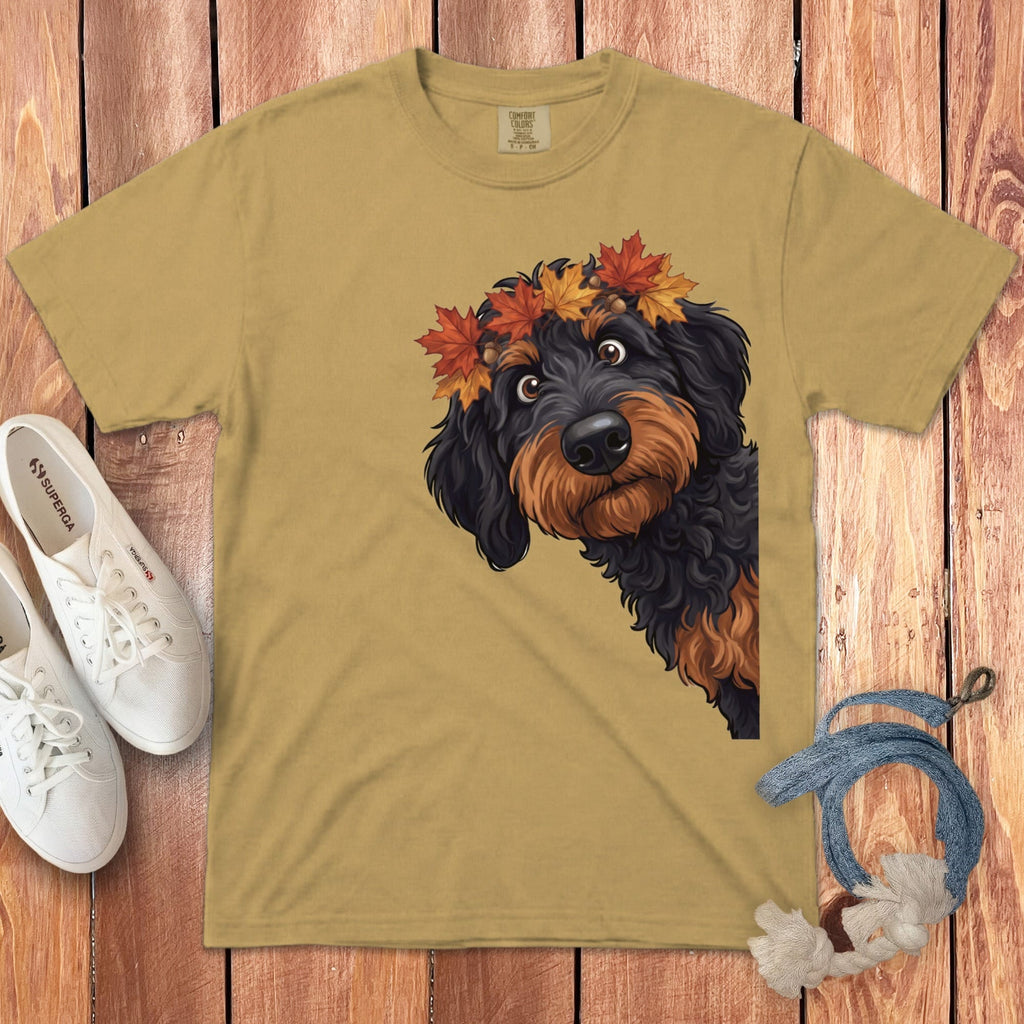 Fall Crown Phantom Goldendoodle Signature T-Shirt in Mustard / S / T-Shirts by Puppy Jo