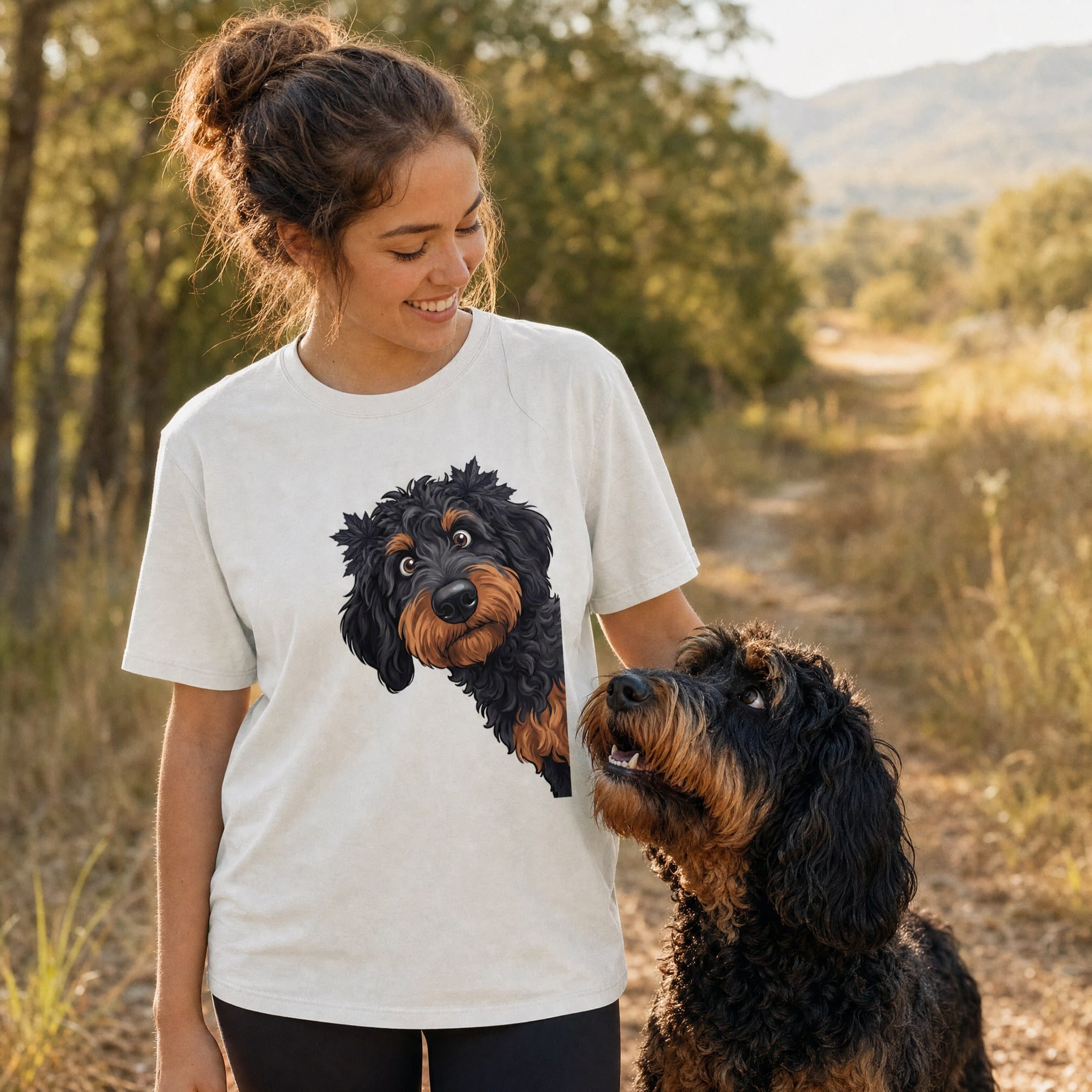 Fall Crown Phantom Goldendoodle Signature T-Shirt in by Puppy Jo