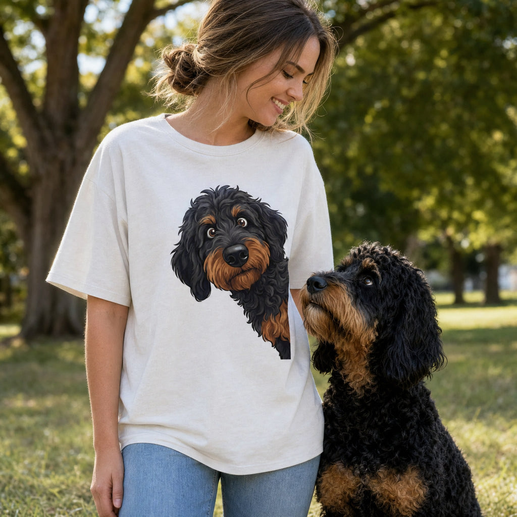 Fall Crown Phantom Goldendoodle Signature T-Shirt in by Puppy Jo