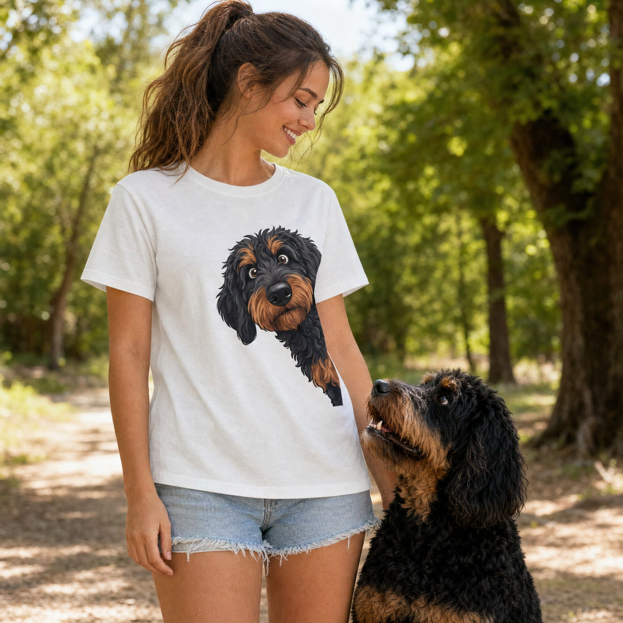 Fall Crown Phantom Goldendoodle Signature T-Shirt in by Puppy Jo
