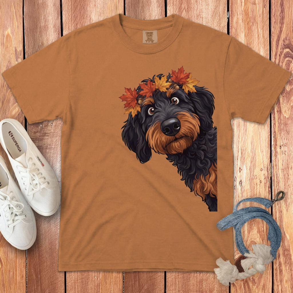 Fall Crown Phantom Goldendoodle Signature T-Shirt in Yam / S / T-Shirts by Puppy Jo