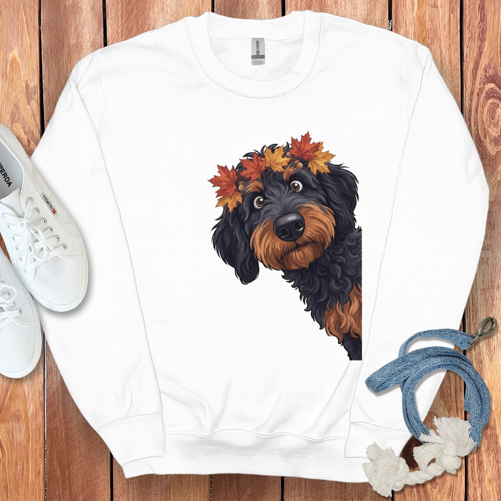 Fall Crown Phantom Goldendoodle Sweatshirt in White / S by Puppy Jo
