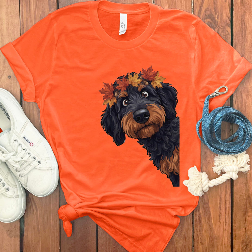 Fall Crown Phantom Goldendoodle T-Shirt in Orange / S by Puppy Jo