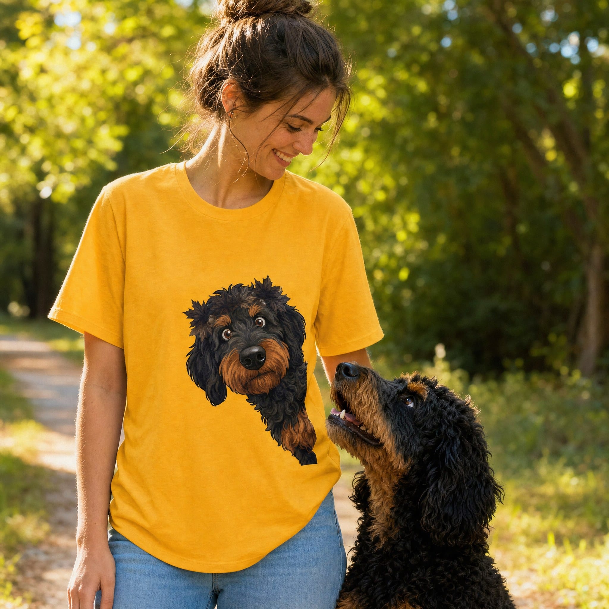 Fall Crown Phantom Goldendoodle T-Shirt in by Puppy Jo