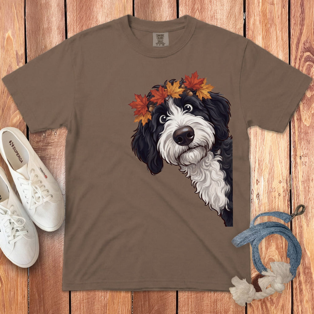 Fall Crown Sheepadoodle Signature T-Shirt in Espresso / S / T-Shirts by Puppy Jo