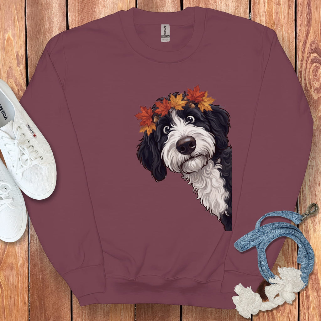 Fall Crown Sheepadoodle Sweatshirt in Maroon / S by Puppy Jo