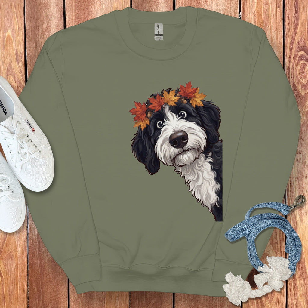 Fall Crown Sheepadoodle Sweatshirt in Military Green / S by Puppy Jo