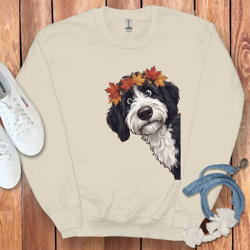 Fall Crown Sheepadoodle Sweatshirt in Sand / S by Puppy Jo