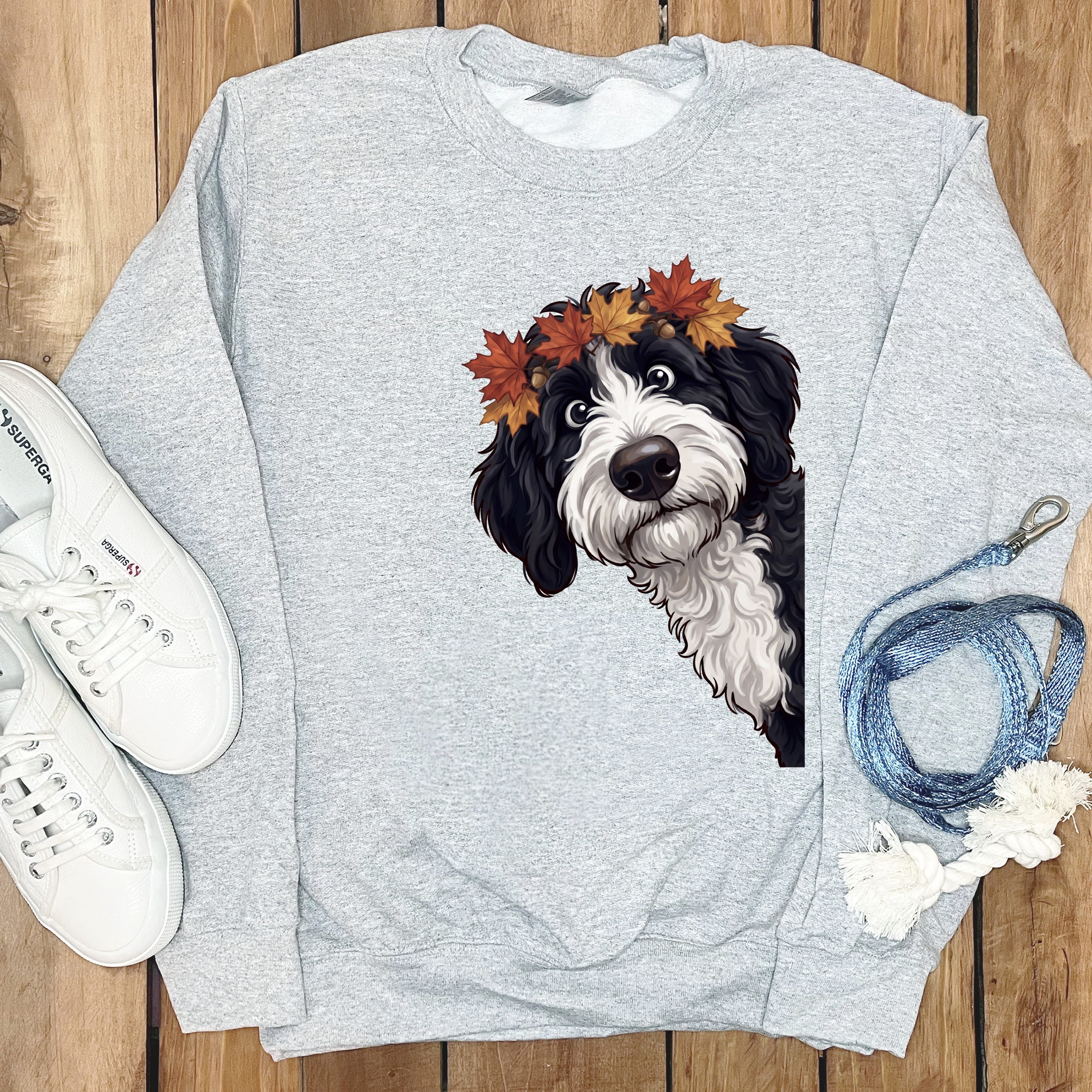 Fall Crown Sheepadoodle Sweatshirt in Sport Grey / S by Puppy Jo