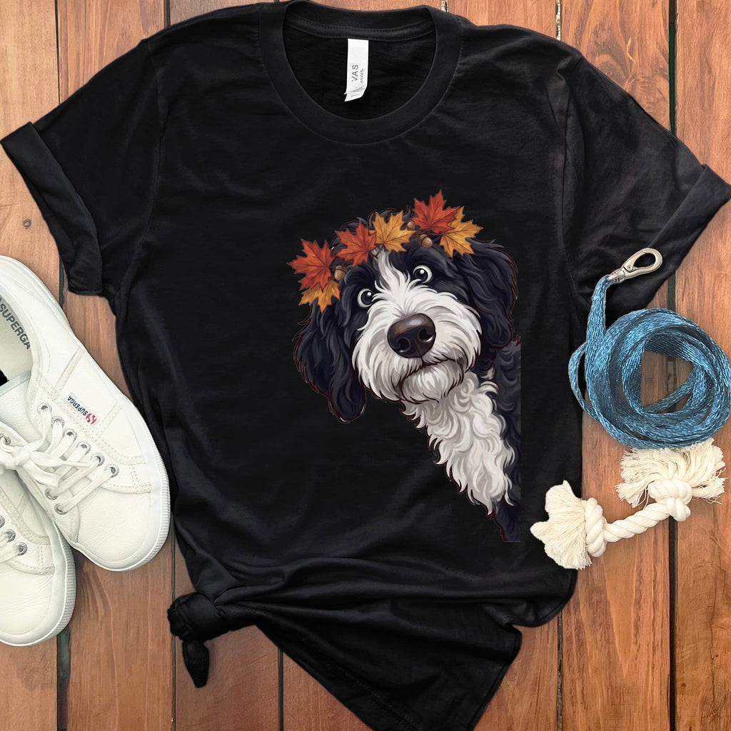 Fall Crown Sheepadoodle T-Shirt in Black / S by Puppy Jo