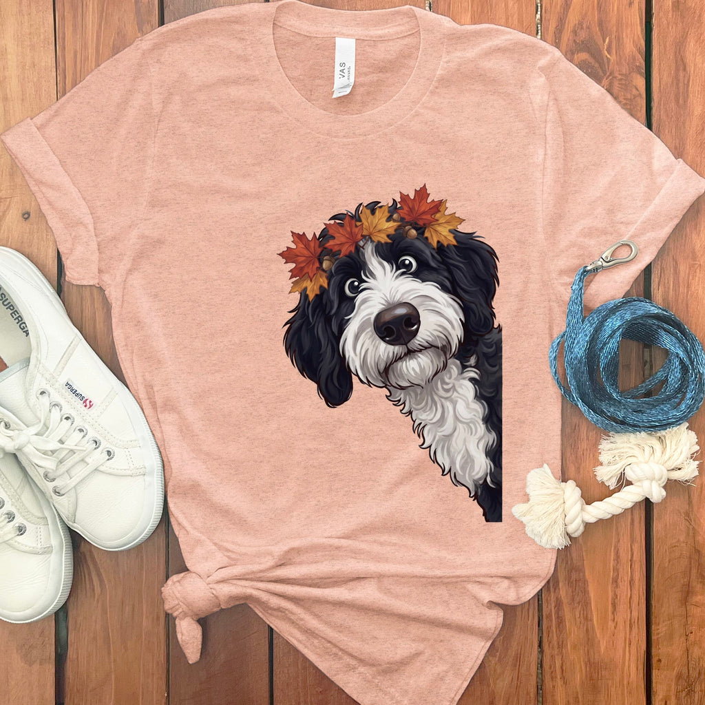 Fall Crown Sheepadoodle T-Shirt in Heather Peach / S by Puppy Jo