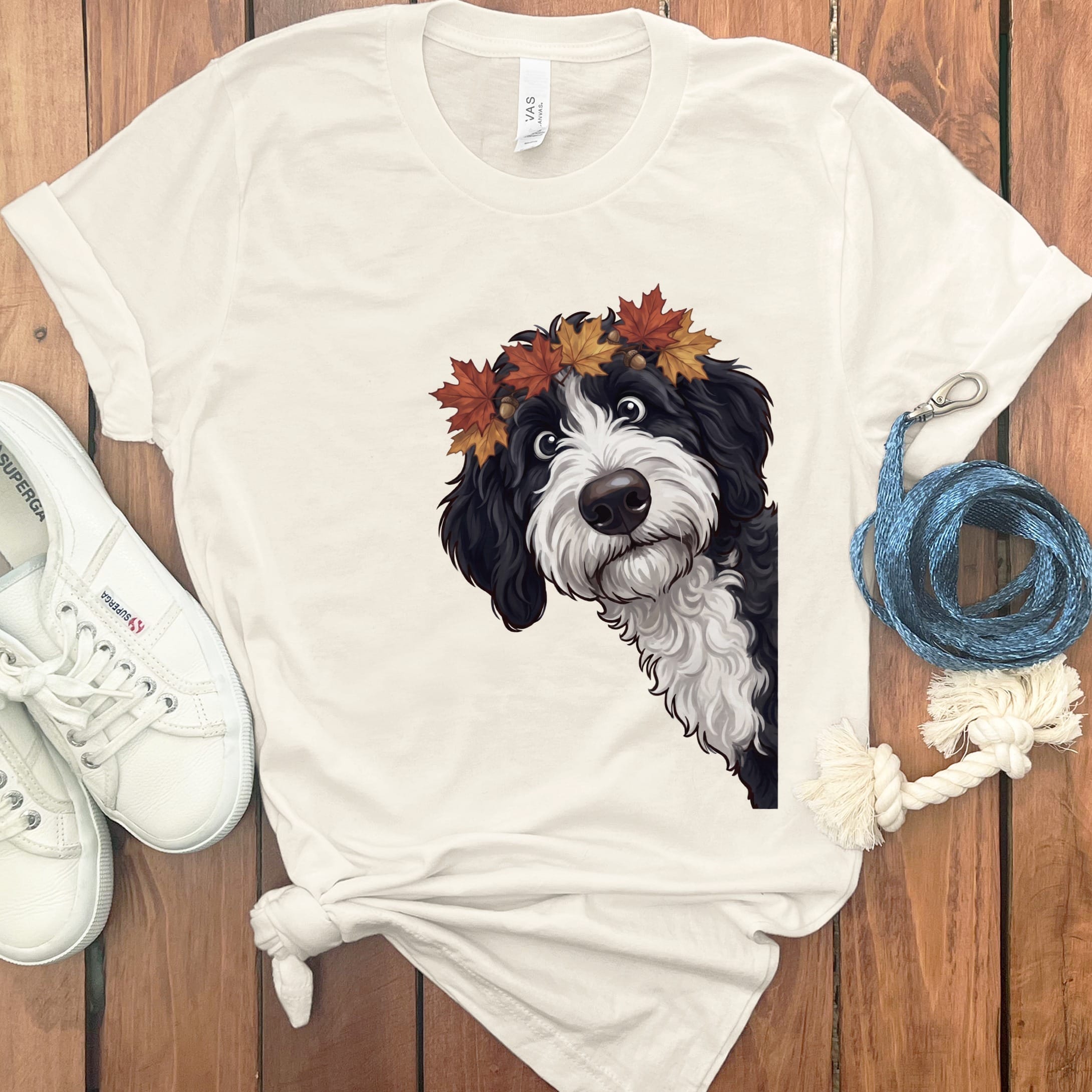 Fall Crown Sheepadoodle T-Shirt in Natural / S by Puppy Jo