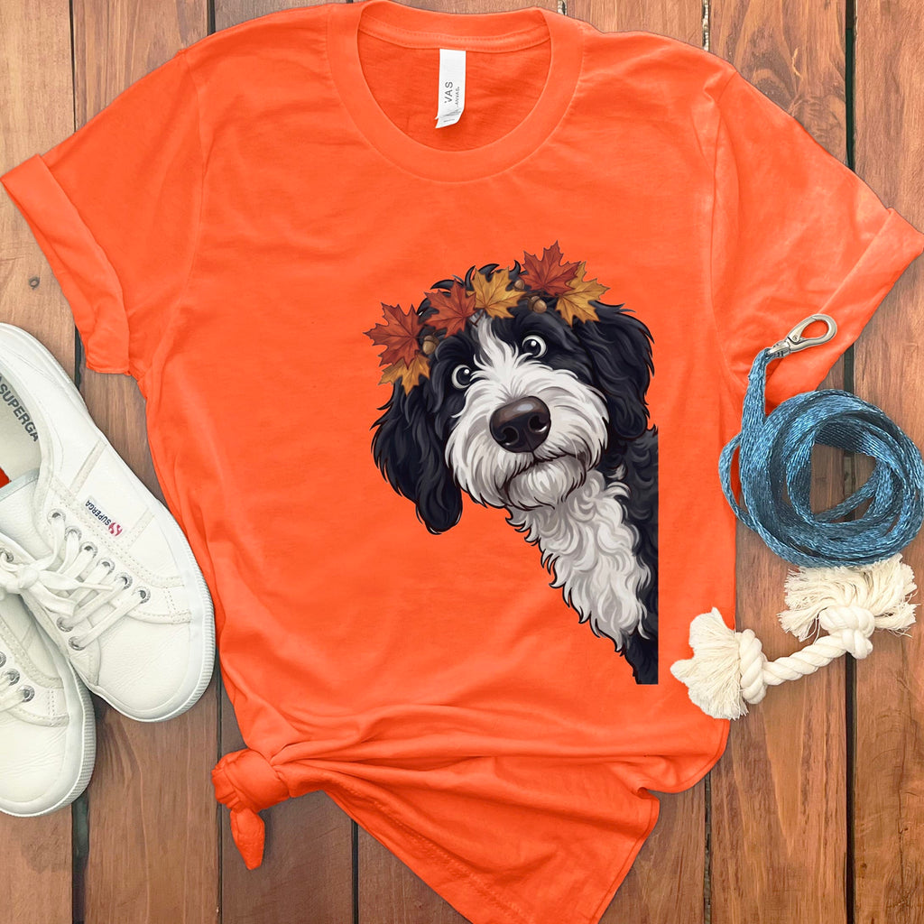 Fall Crown Sheepadoodle T-Shirt in Orange / S by Puppy Jo