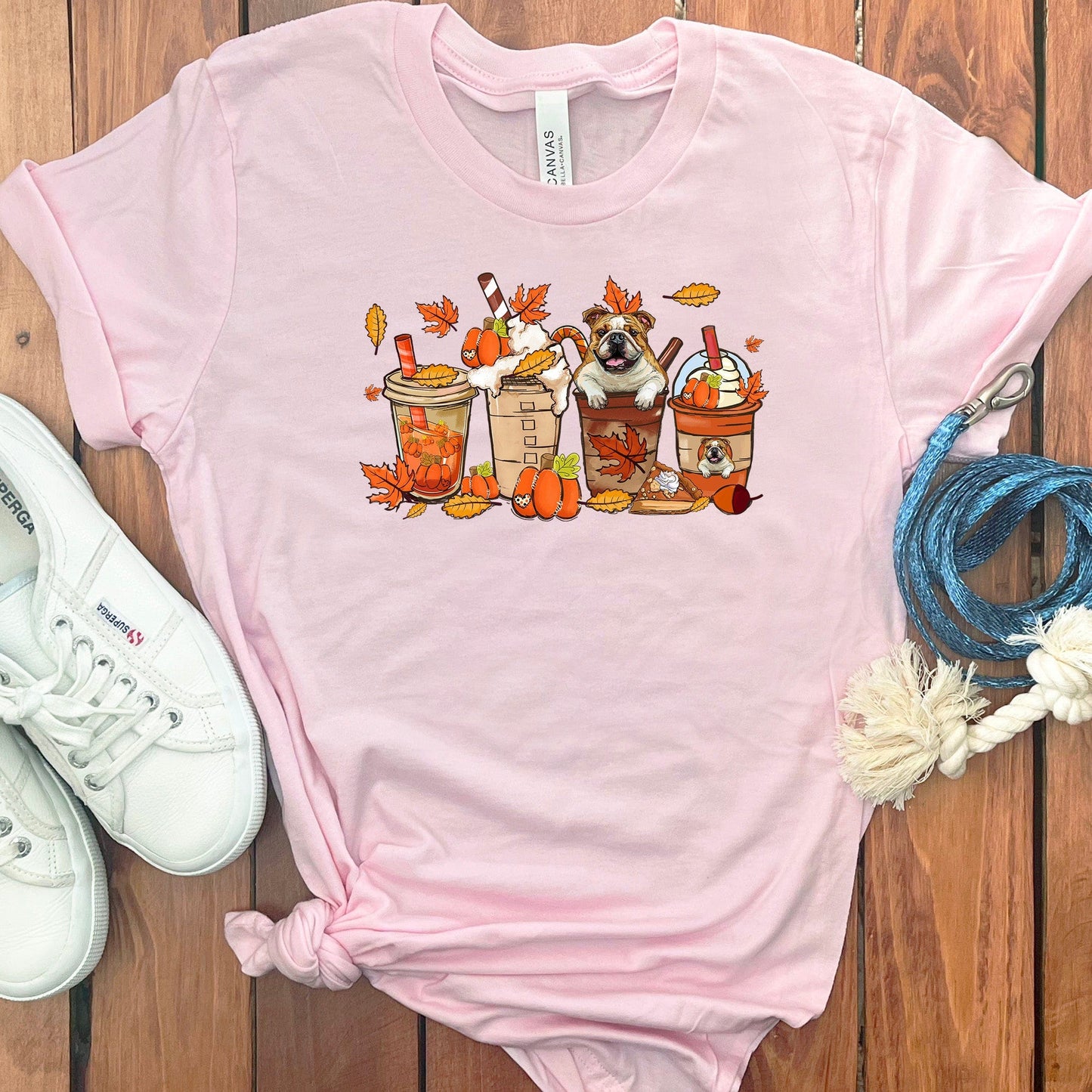FALL ENGLISH BULLDOGS COFFEE T-SHIRT