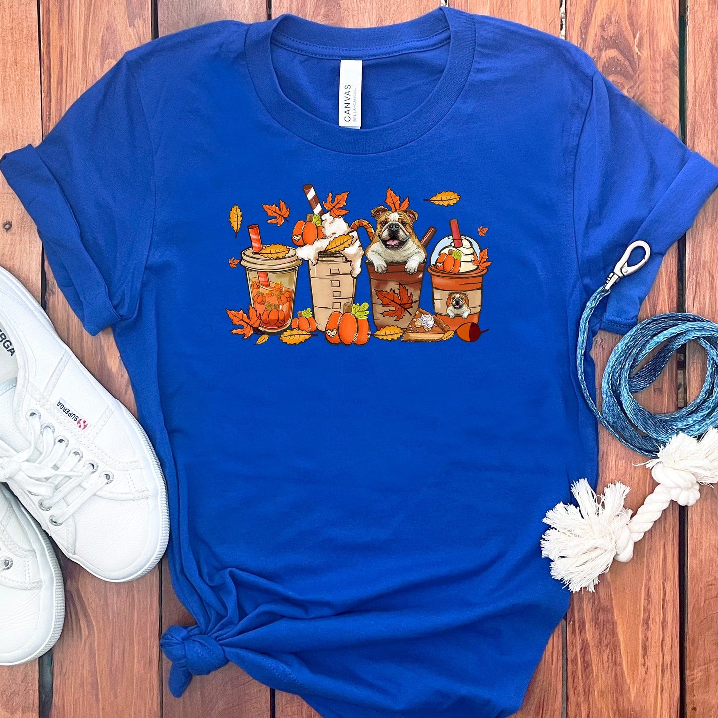 FALL ENGLISH BULLDOGS COFFEE T-SHIRT