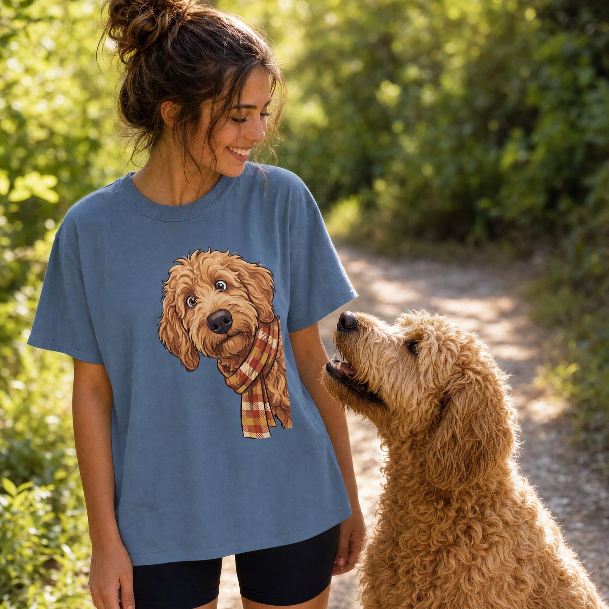 Fall Plaid Apricot Goldendoodle Signature T-Shirt in by Puppy Jo