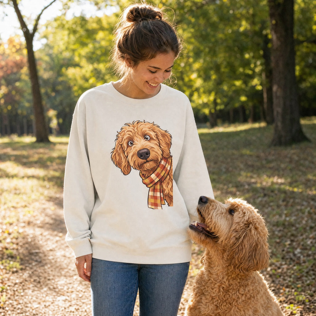Fall Plaid Apricot Goldendoodle Sweatshirt in by Puppy Jo
