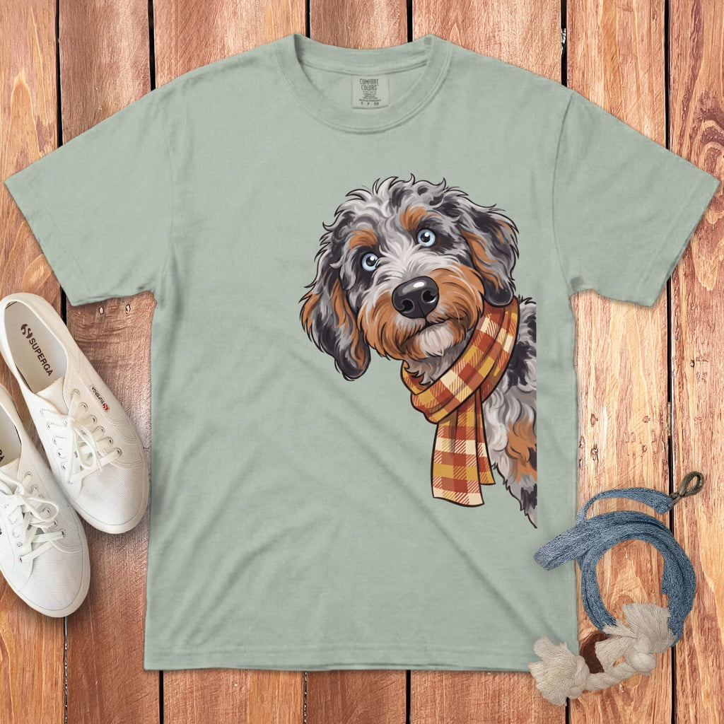 Fall Plaid Aussiedoodle Signature T-Shirt in Bay / S / T-Shirts by Puppy Jo