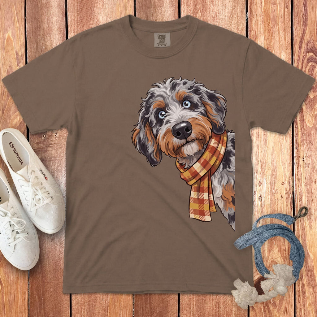 Fall Plaid Aussiedoodle Signature T-Shirt in Espresso / S / T-Shirts by Puppy Jo