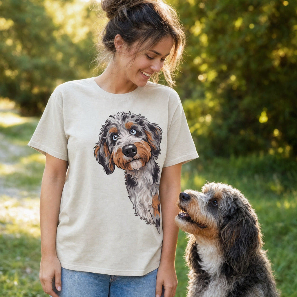 Fall Plaid Aussiedoodle Signature T-Shirt in by Puppy Jo