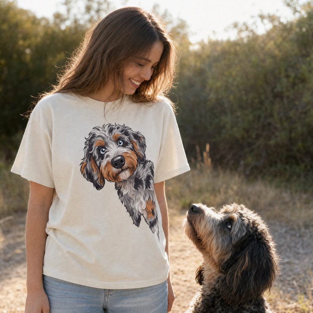 Fall Plaid Aussiedoodle Signature T-Shirt in by Puppy Jo