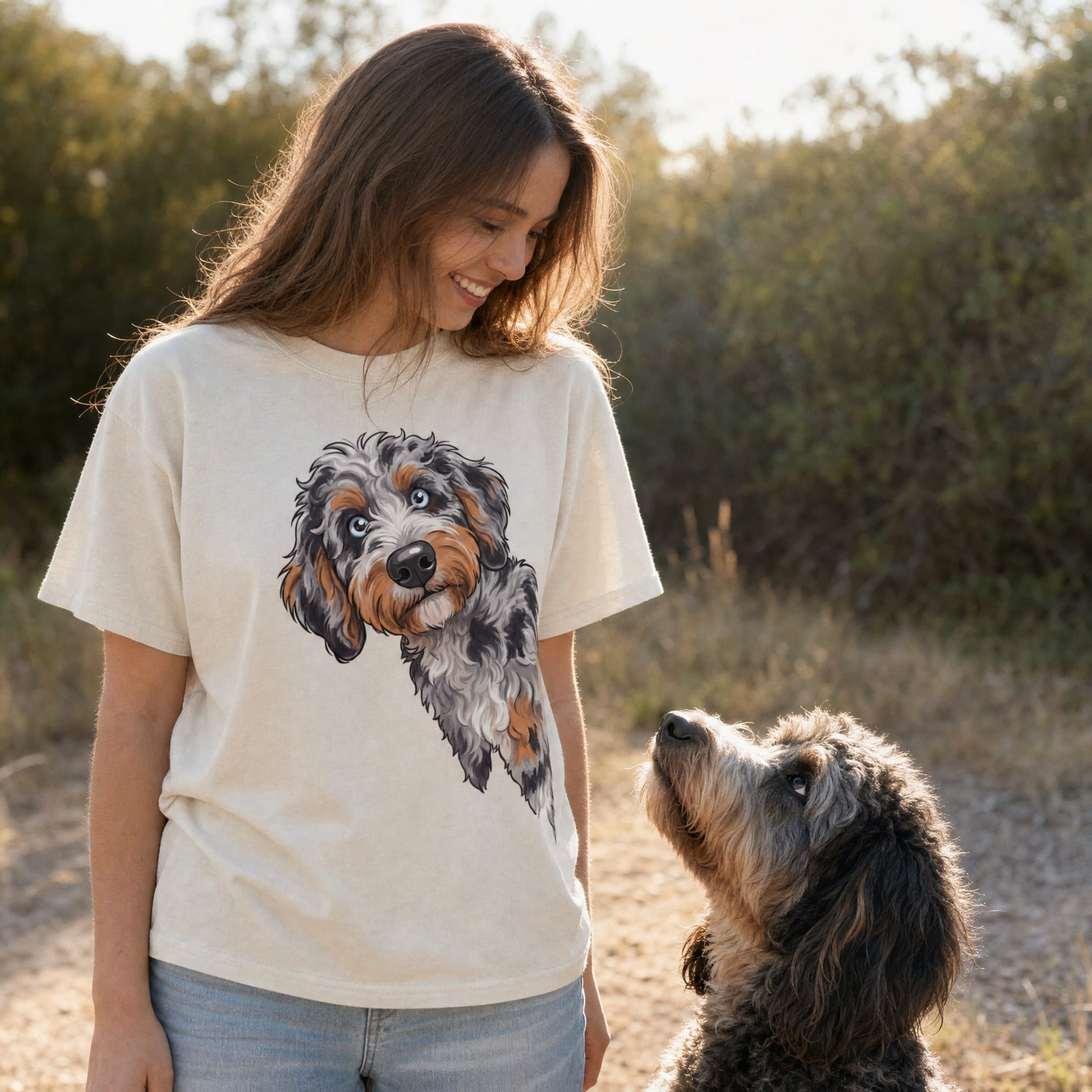 Fall Plaid Aussiedoodle Signature T-Shirt in by Puppy Jo