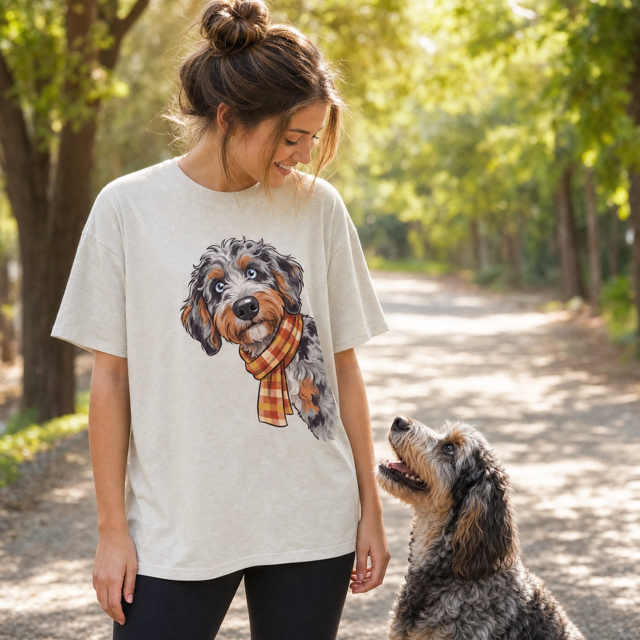 Fall Plaid Aussiedoodle Signature T-Shirt in by Puppy Jo