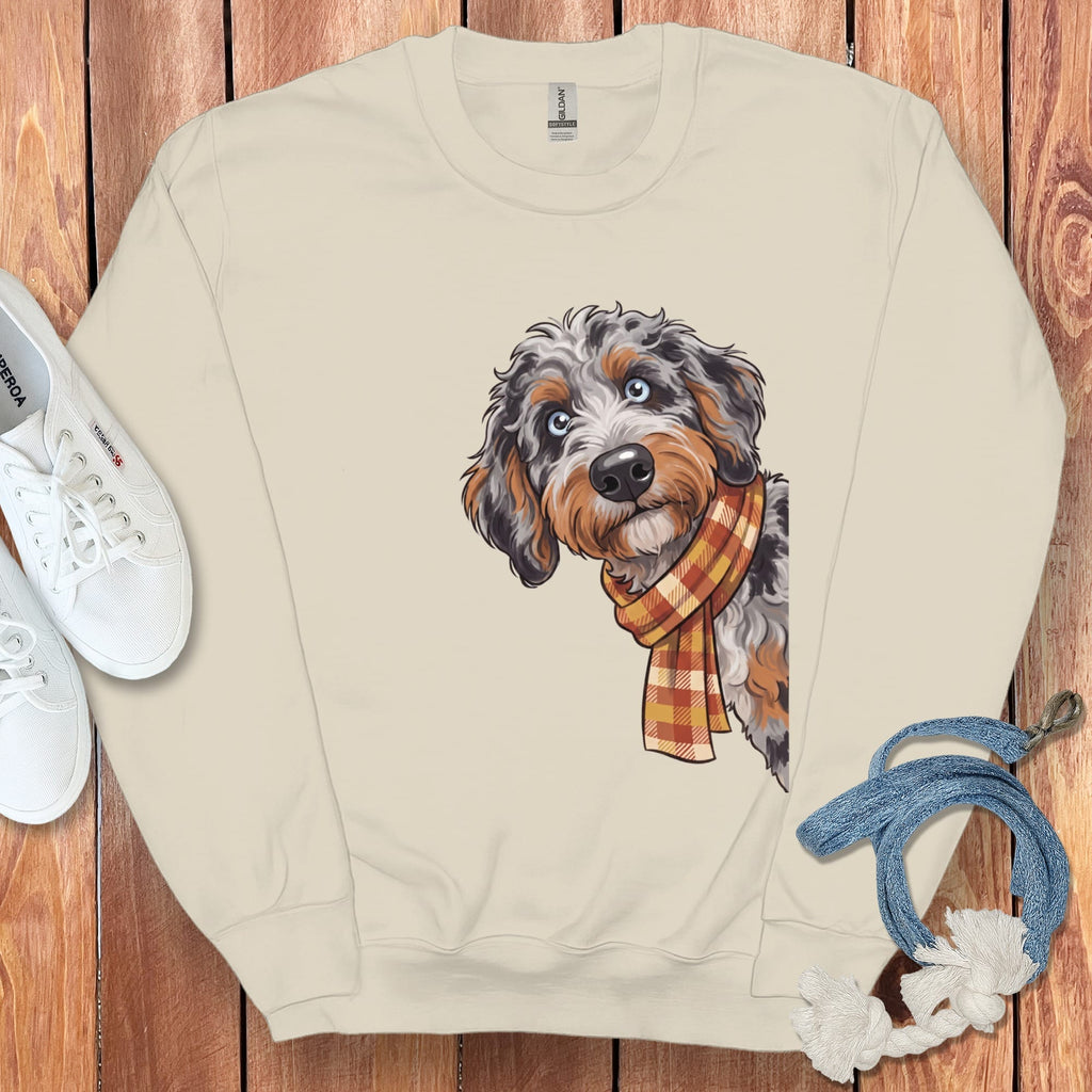 Fall Plaid Aussiedoodle Sweatshirt in Sand / S by Puppy Jo