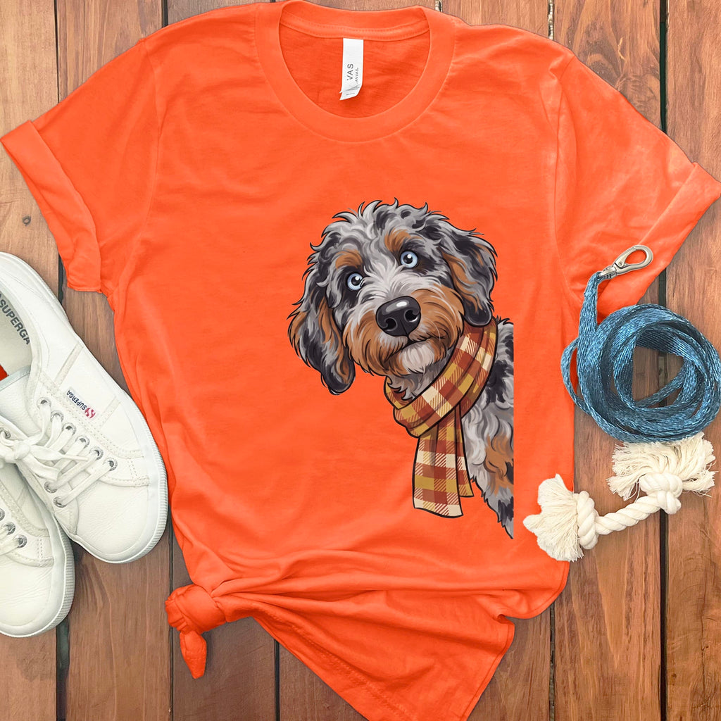 Fall Plaid Aussiedoodle T-Shirt in Orange / S by Puppy Jo
