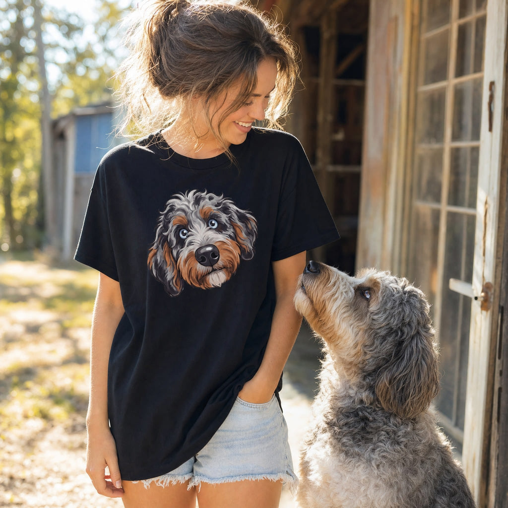 Fall Plaid Aussiedoodle T-Shirt in by Puppy Jo