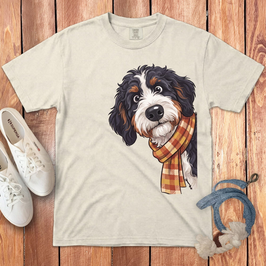 Fall Plaid Bernedoodle Signature T-Shirt in Ivory / S / T-Shirts by Puppy Jo