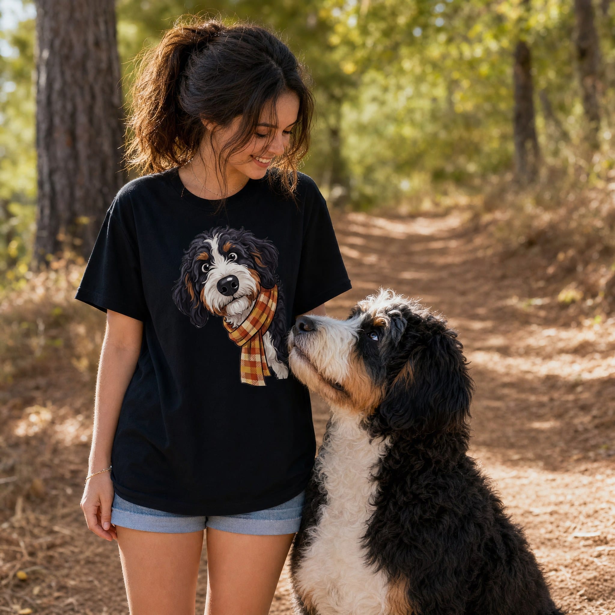 Fall Plaid Bernedoodle Signature T-Shirt in by Puppy Jo