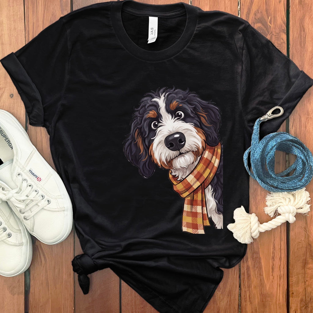 Fall Plaid Bernedoodle T-Shirt in Black / S by Puppy Jo