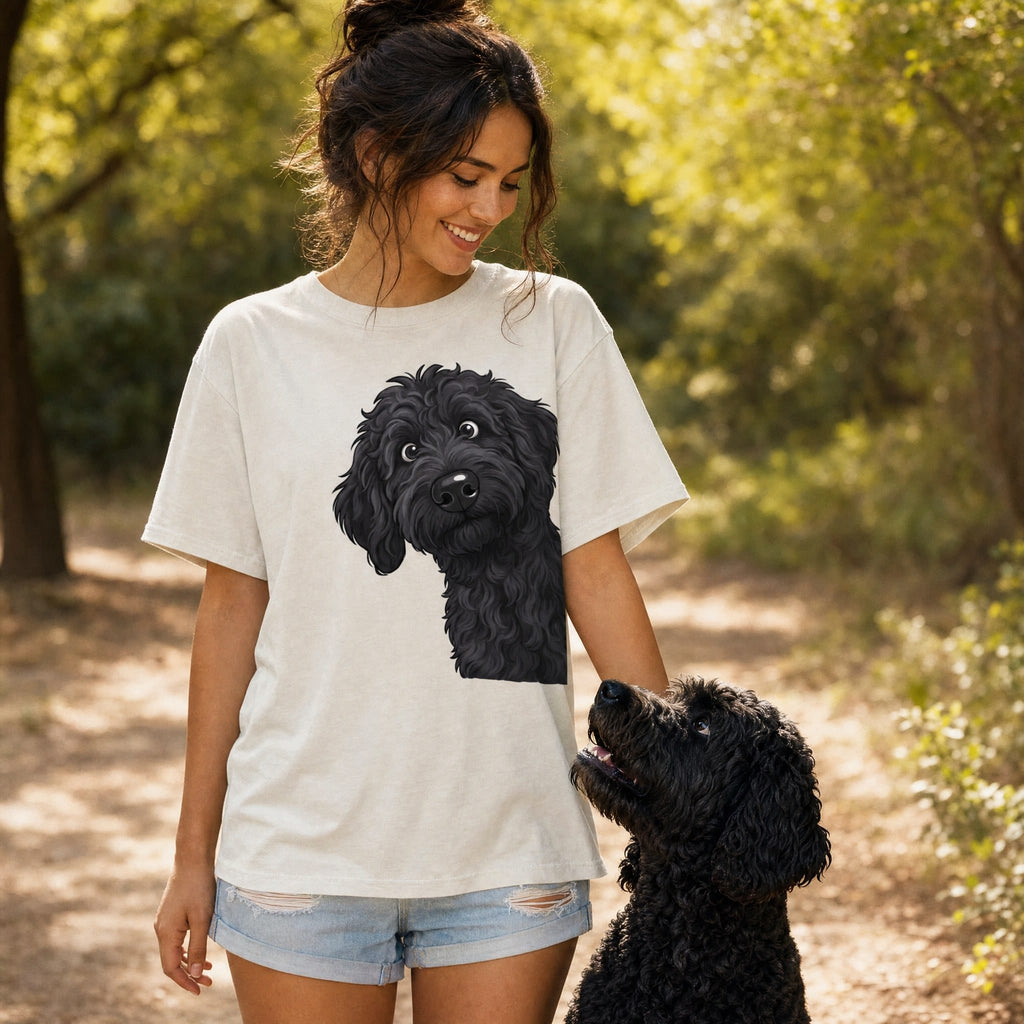 Fall Plaid Black Goldendoodle Signature T-Shirt in by Puppy Jo