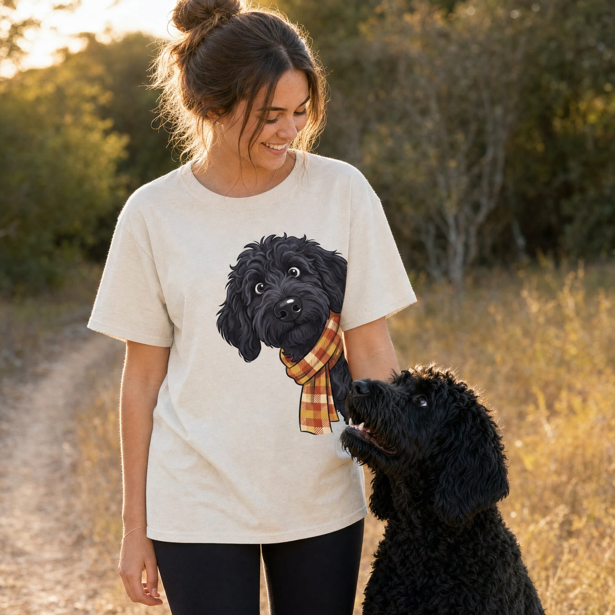 Fall Plaid Black Goldendoodle Signature T-Shirt in by Puppy Jo