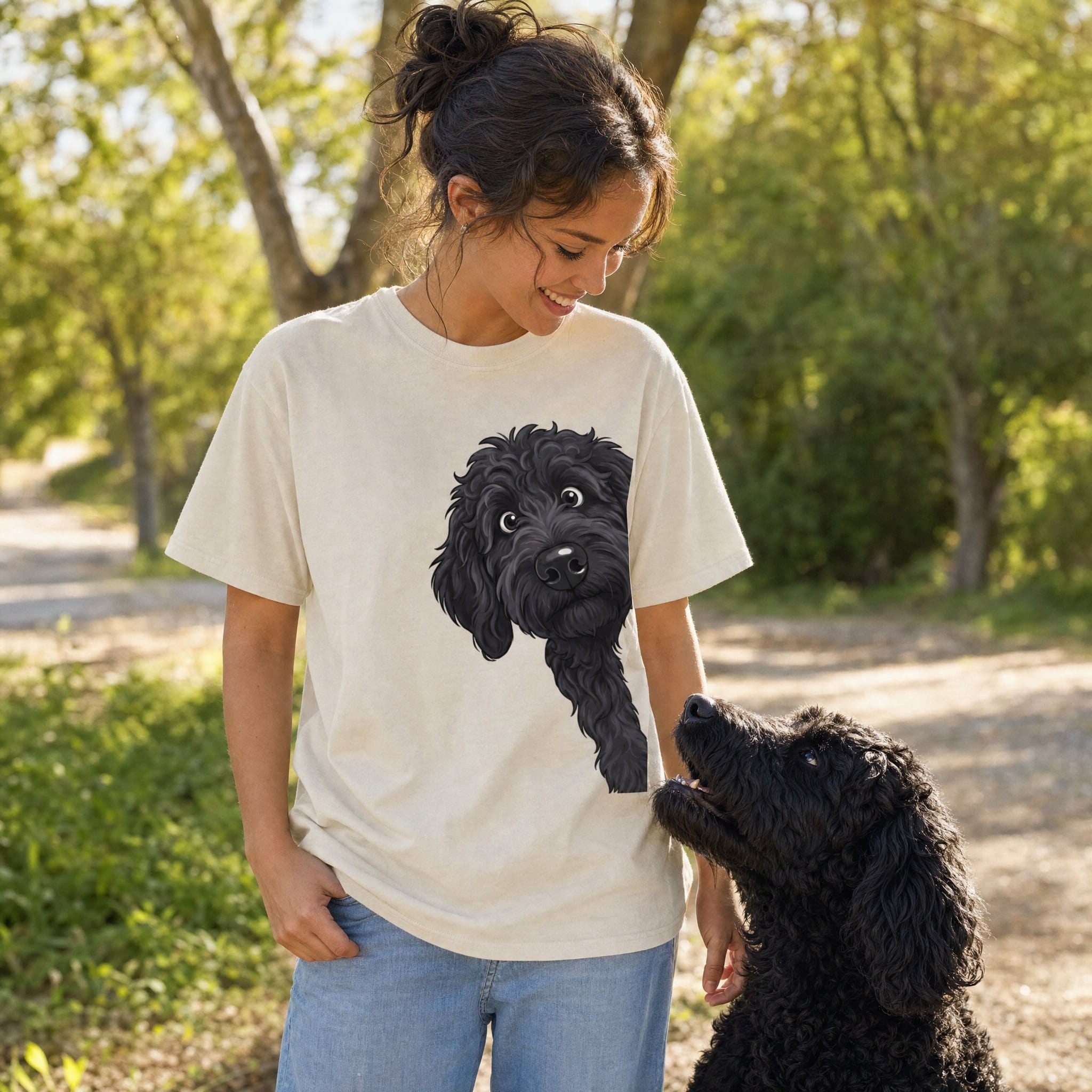 Fall Plaid Black Goldendoodle Signature T-Shirt in by Puppy Jo