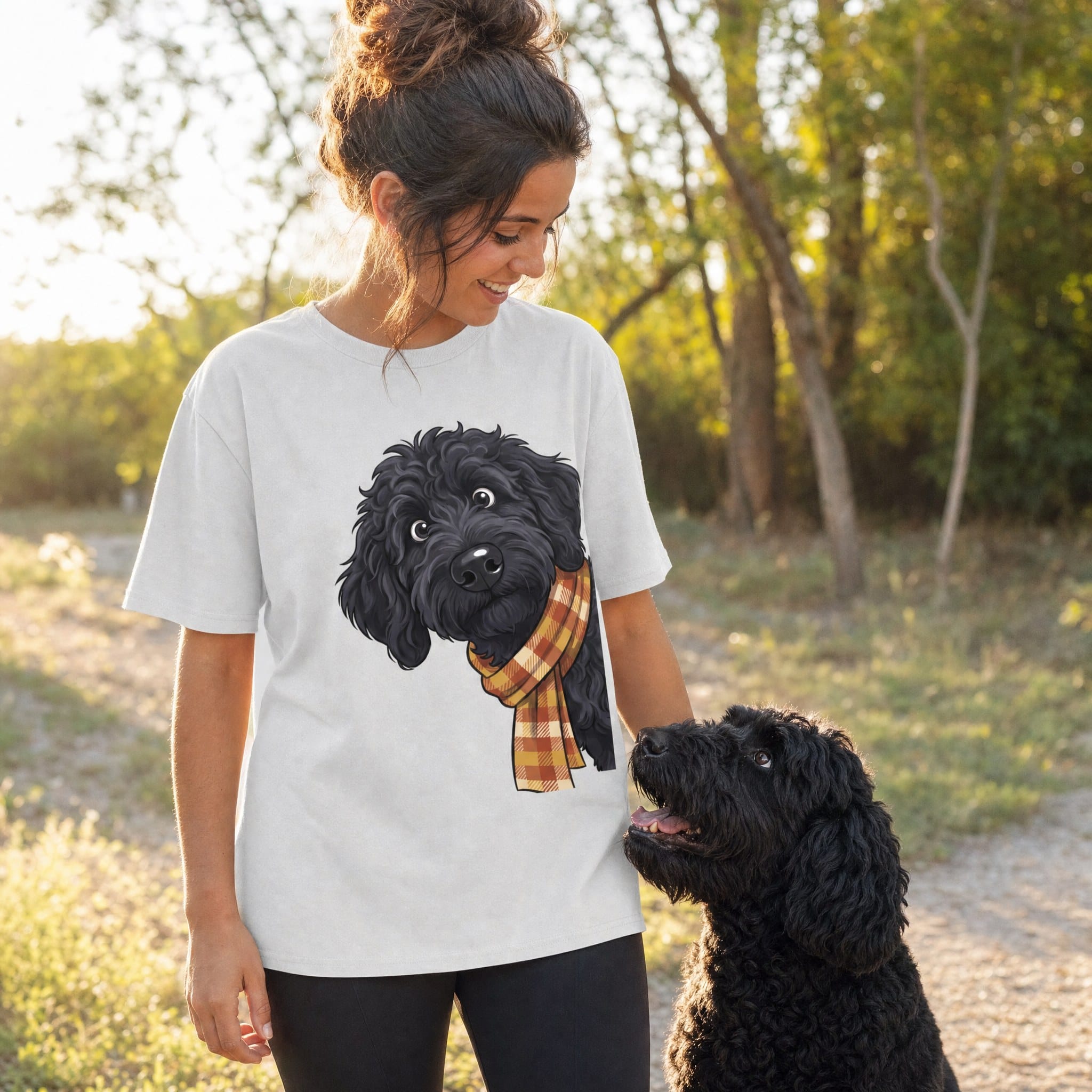 Fall Plaid Black Goldendoodle Signature T-Shirt in by Puppy Jo