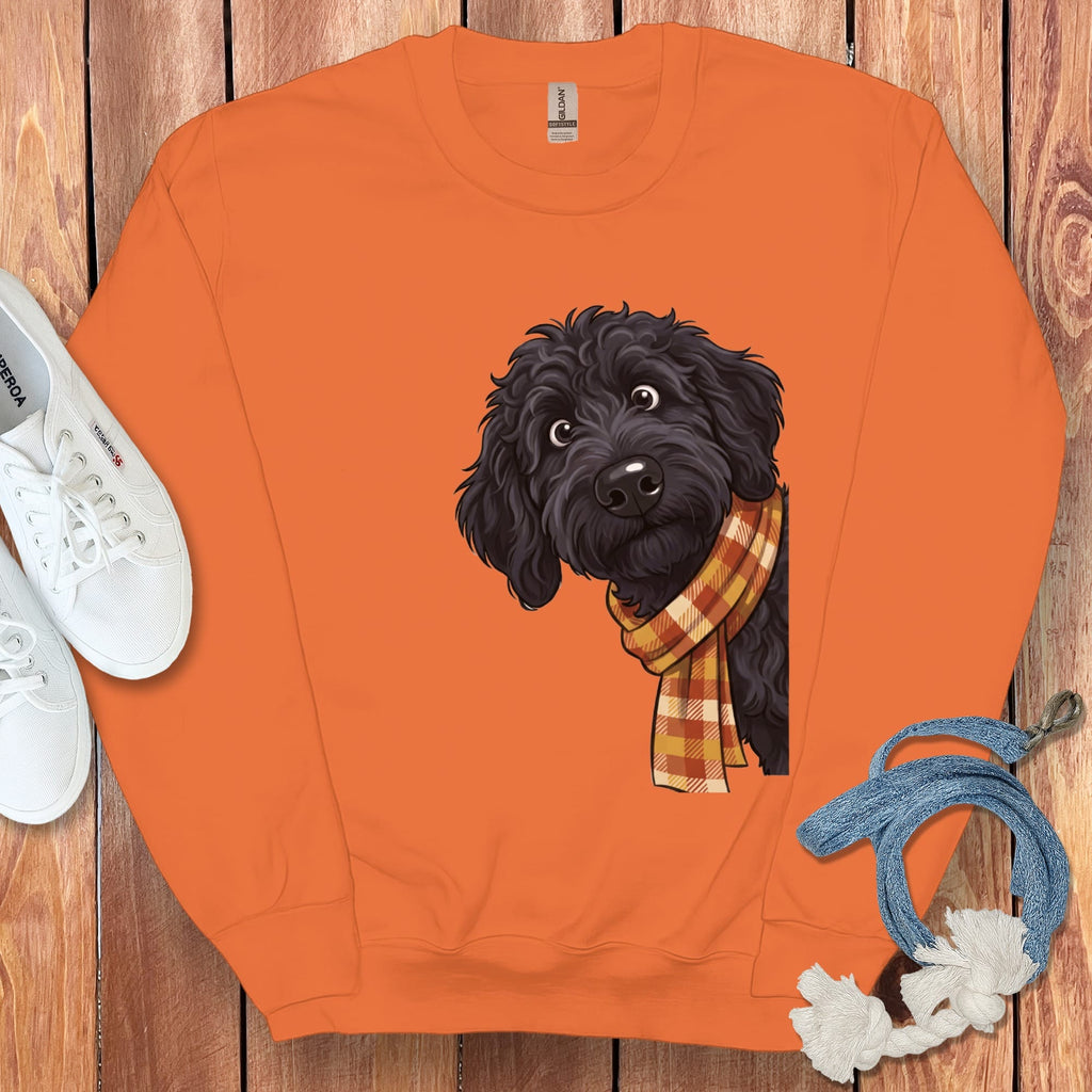 Fall Plaid Black Goldendoodle Sweatshirt in Orange / M by Puppy Jo