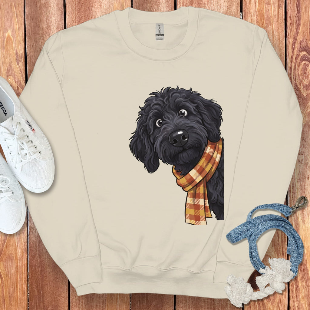 Fall Plaid Black Goldendoodle Sweatshirt in Sand / S by Puppy Jo
