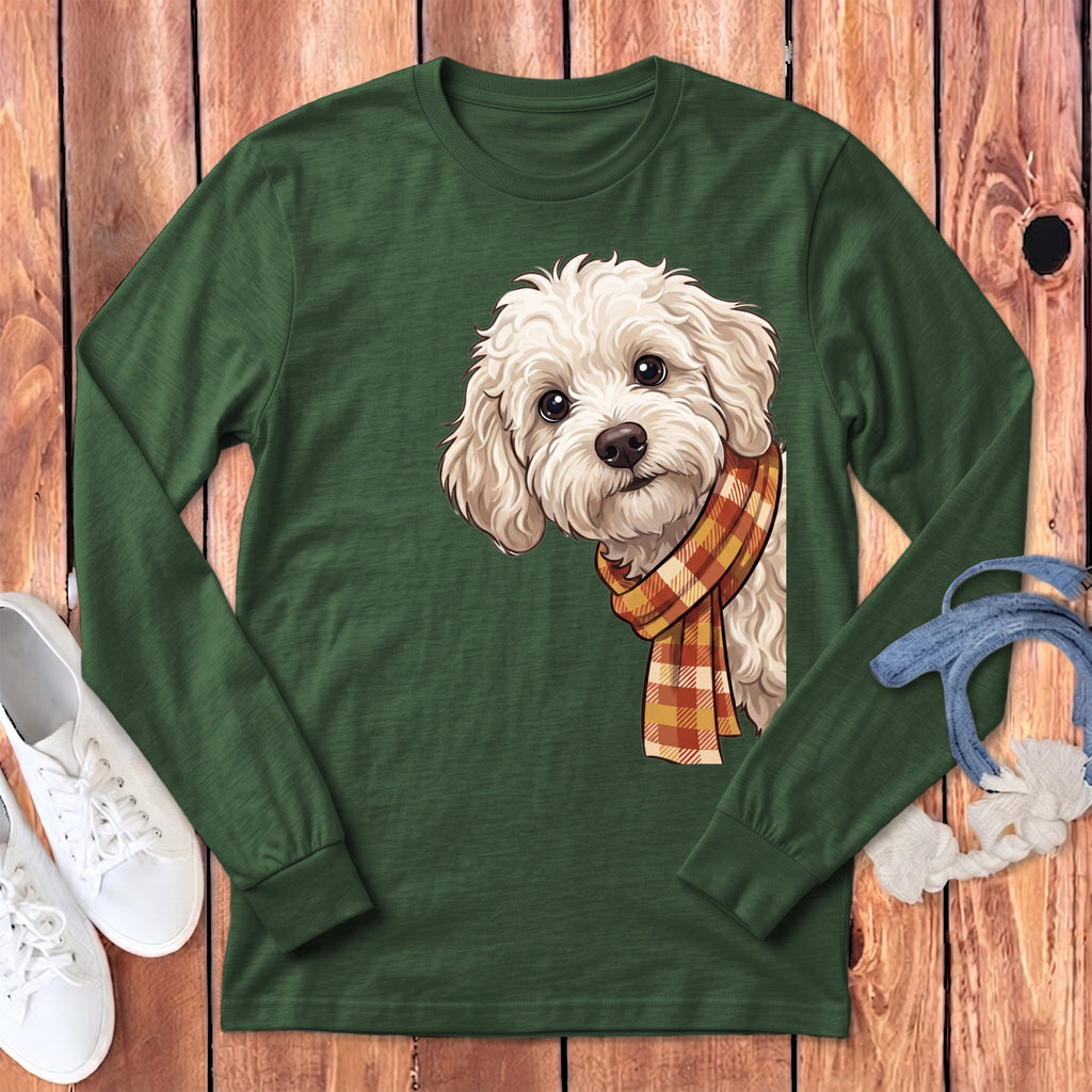 Fall Plaid Maltipoo Long Sleeve T-Shirt in Heather Forest / S by Puppy Jo