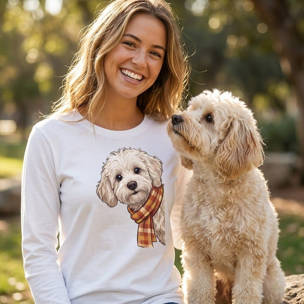 Fall Plaid Maltipoo Long Sleeve T-Shirt in by Puppy Jo
