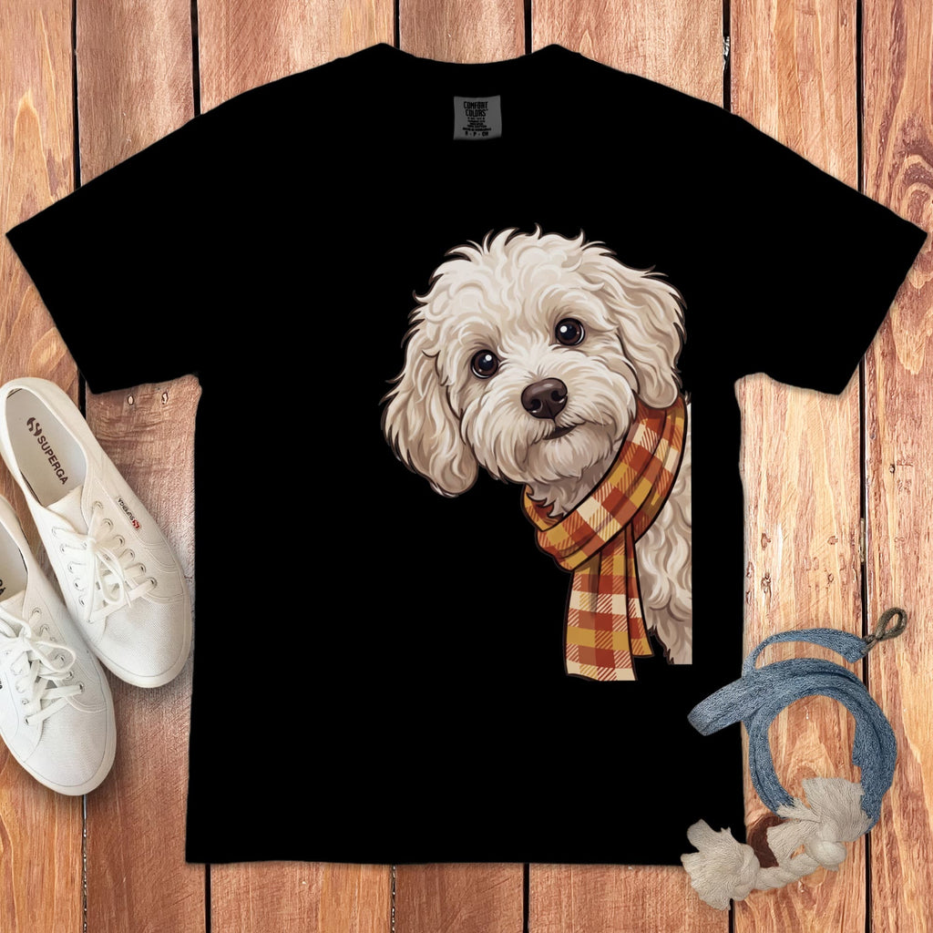 Fall Plaid Maltipoo Signature T-Shirt in Black / S / T-Shirts by Puppy Jo
