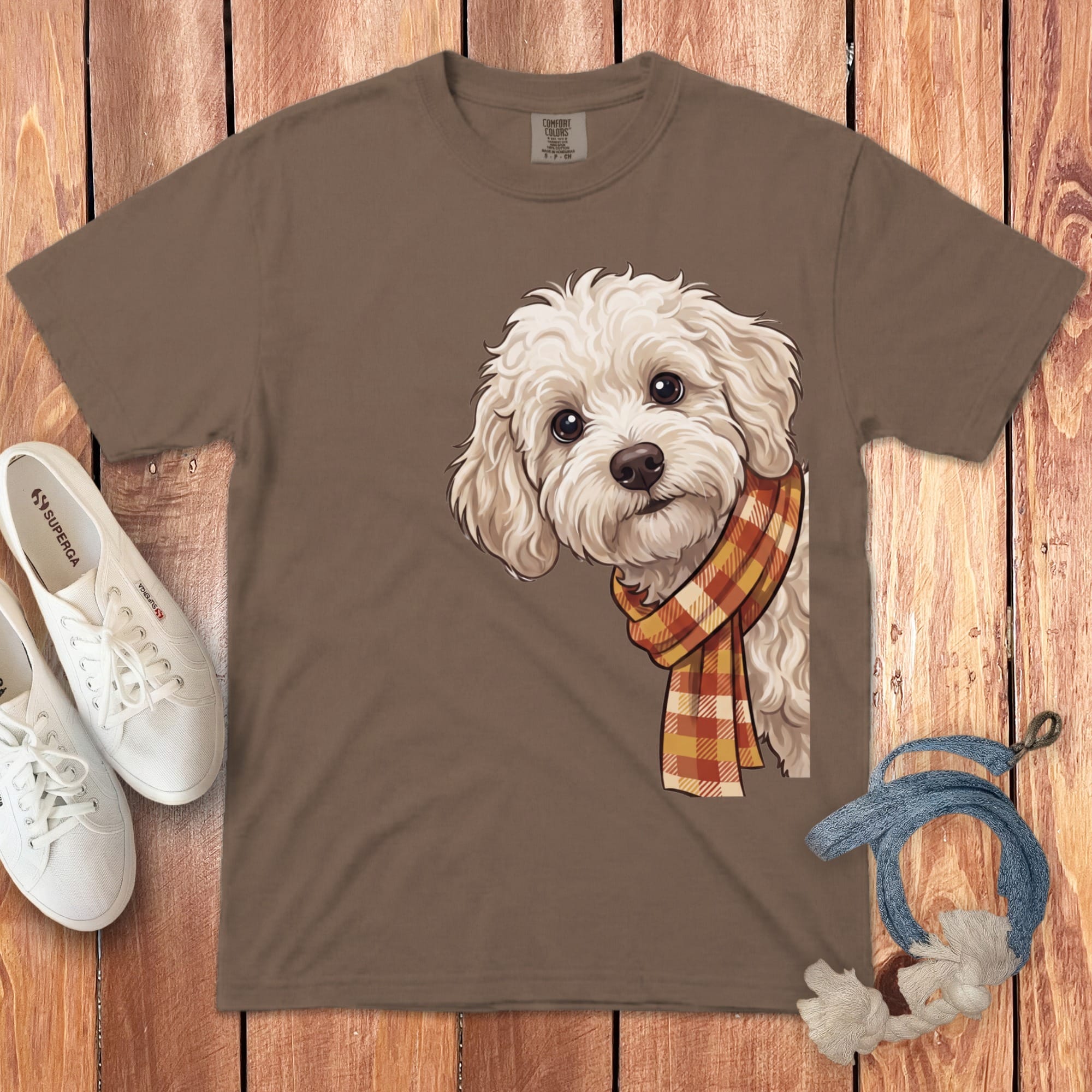 Fall Plaid Maltipoo Signature T-Shirt in Espresso / S / T-Shirts by Puppy Jo