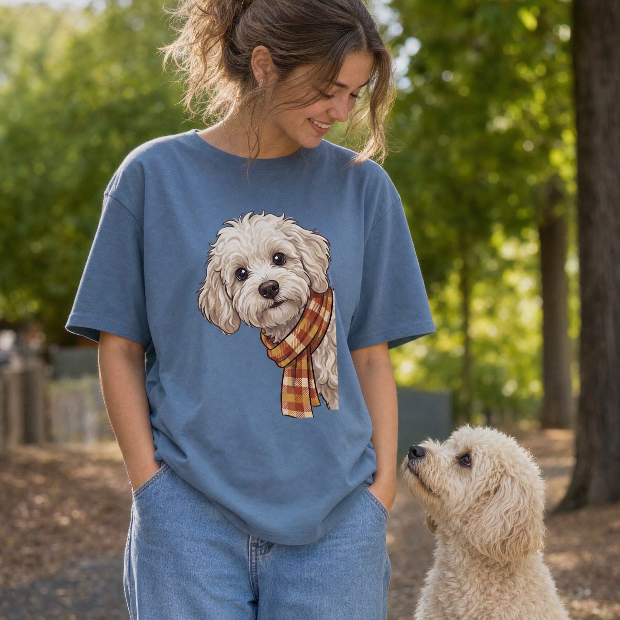 Fall Plaid Maltipoo Signature T-Shirt in by Puppy Jo