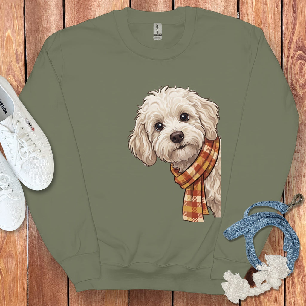 Fall Plaid Maltipoo Sweatshirt in Military Green / S by Puppy Jo