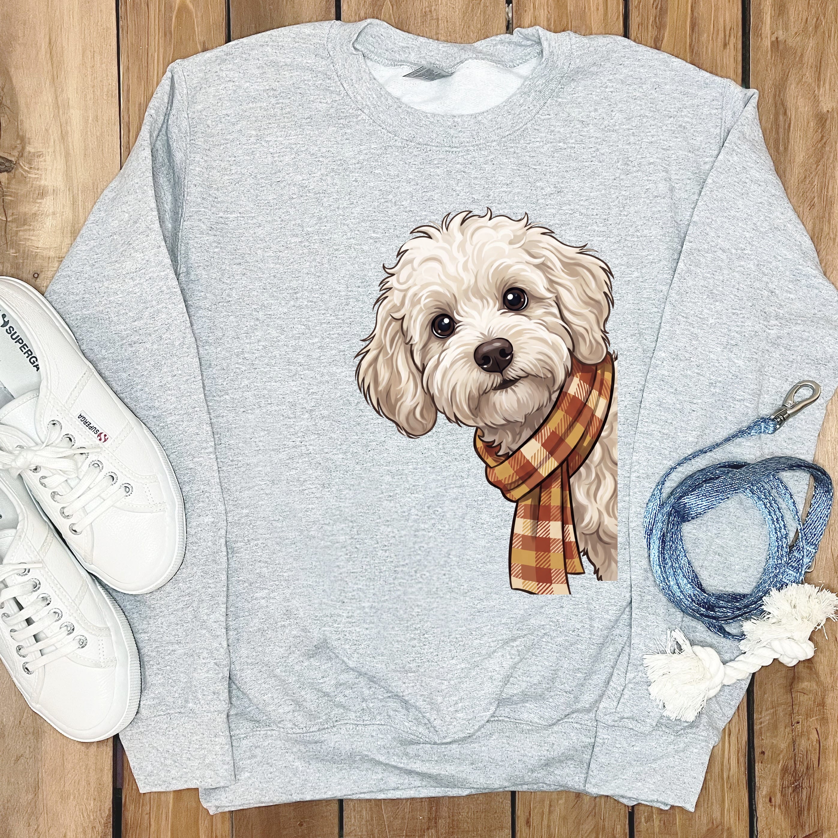 Fall Plaid Maltipoo Sweatshirt in Sport Grey / S by Puppy Jo