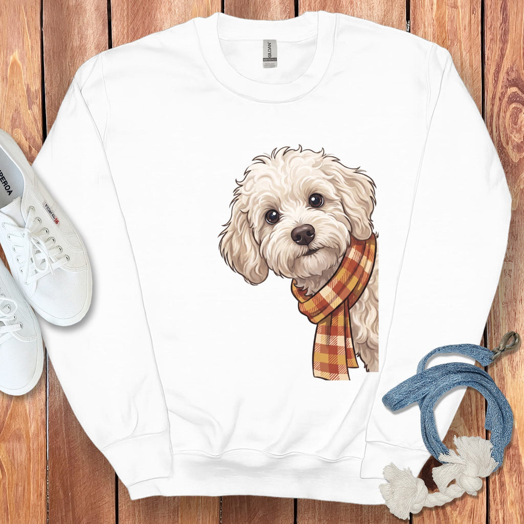 Fall Plaid Maltipoo Sweatshirt in White / S by Puppy Jo