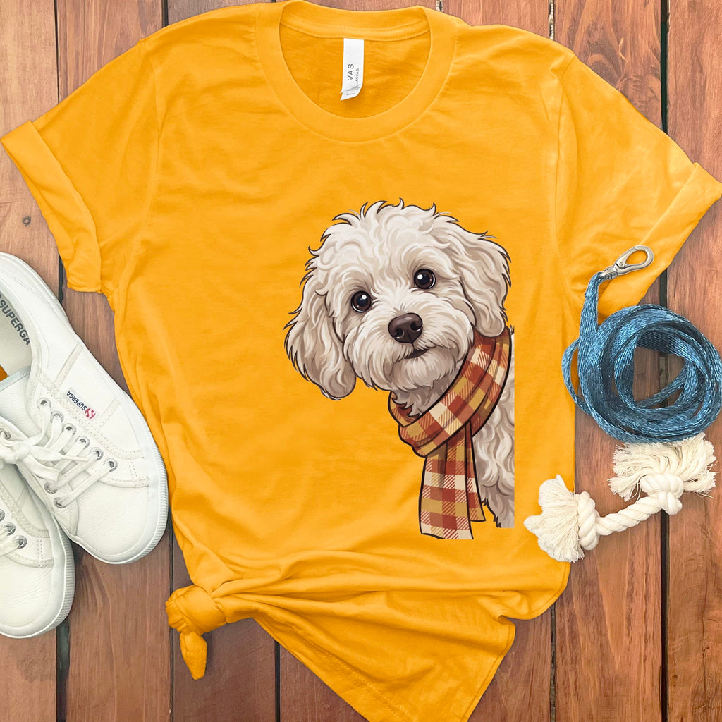 Fall Plaid Maltipoo T-Shirt in Gold / S by Puppy Jo