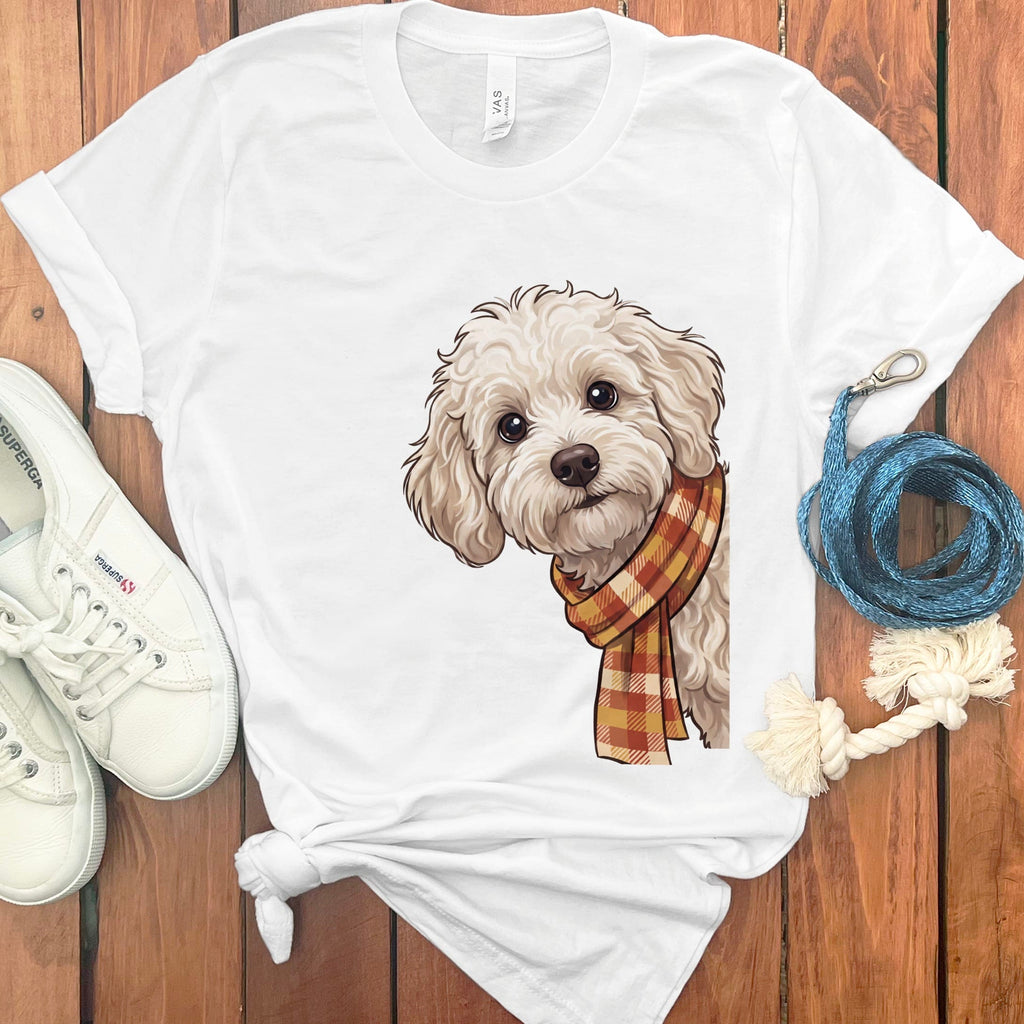 Fall Plaid Maltipoo T-Shirt in White / S by Puppy Jo