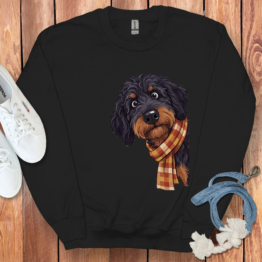 Fall Plaid Phantom Goldendoodle Sweatshirt in Black / S by Puppy Jo